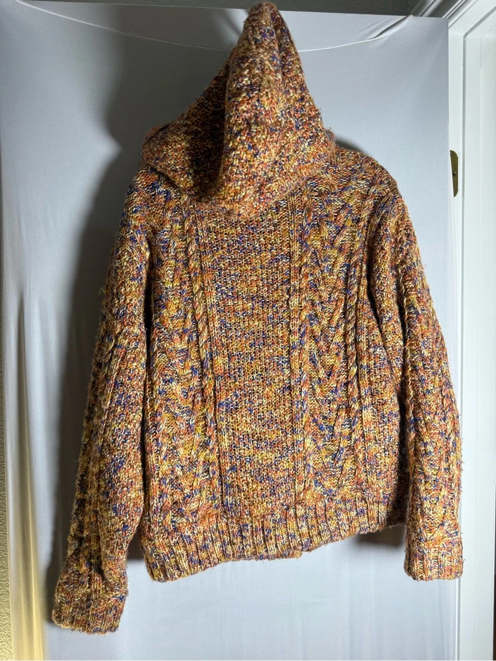 BDG Marled Mustard Multi-Tone Knit Zip Cardigan